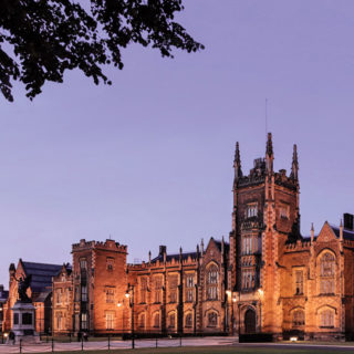 Queen's University Belfast Lanyon bldg by night