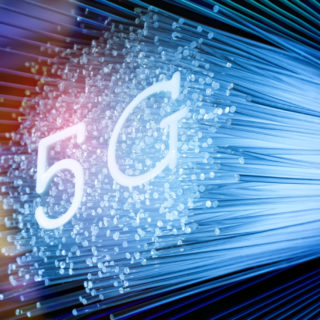 5G signs with Fiber optics background,Communication Concept,