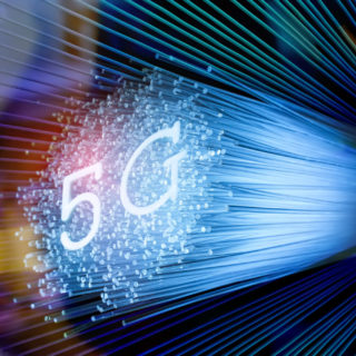 5G signs with Fiber optics background,Communication Concept,
